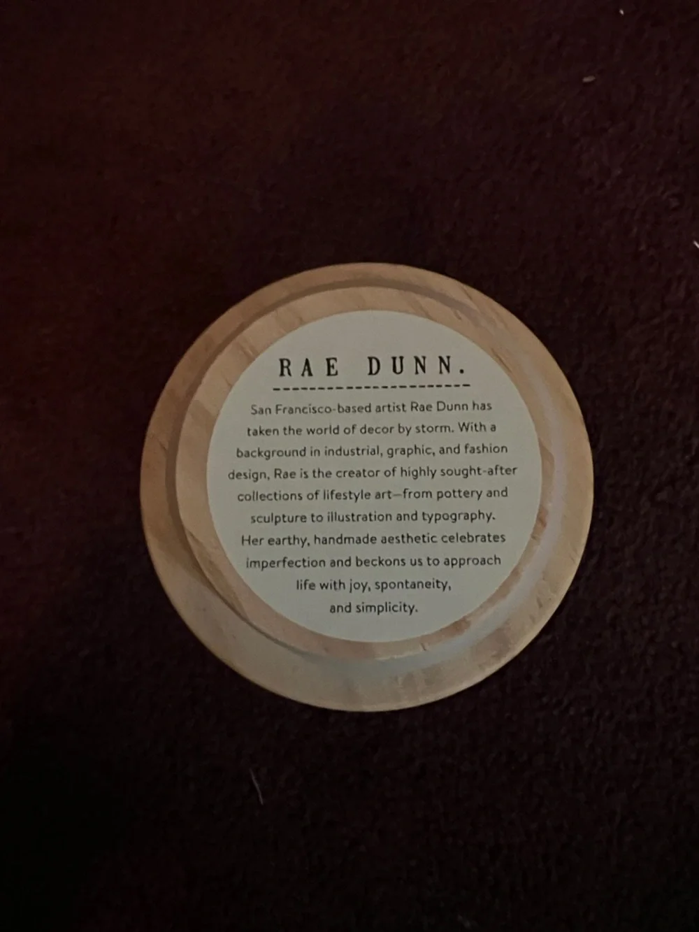 Rae Dunn Cotton Rounds Glass Jar with Wood-Grain Lid
